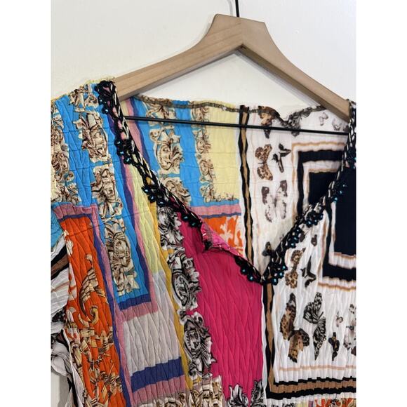 Y2K 90s Maximalist Eclectic Plisse Top S Indie Patchwork Collage Artwear Boho - Picture 3 of 12